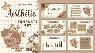 PART 6 📍 TEMPLATE PPT AESTHETIC 📍  BROWN  FREE DOWNLOAD [upl. by Jahdai]