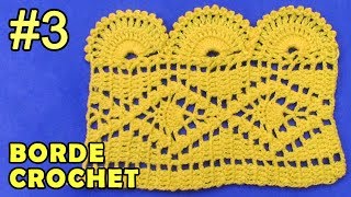 Borde 3 tejido a crochet fácil de hacer en punto pavo real con arañitas pequeñas [upl. by Anaujd]