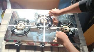 Khaitan 3 Burner LP Gas Stove  Unboxing amp Review  Amazon [upl. by Annid838]