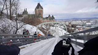 Toboggan Slide Quebec City  Carnaval de Quebec  Winter in Quebec City [upl. by Atiuqehc]