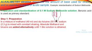 Non aqueous alkalimetry Standardisation of sodium methoxide by Shom Prakash Kushwaha India [upl. by Rianon154]