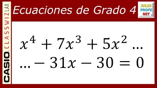 ECUACIONES DE CUARTO GRADO  Ejercicio 1 con CASIO Classwiz fx991LA X [upl. by Roxanne341]