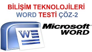 Bilişim Teknolojileri WORD Testi Çöz 2 [upl. by Ainnos219]