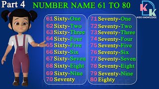 Number Names 61 To 80  Learn Counting  Number Names In English  617080 Ki Spelling  Counting [upl. by Brookes543]