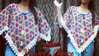 5 Min DIY Convert Old ScarfStoleDupatta into Trendy Poncho Top5 Minute craft reuseoldclothes [upl. by Rorke]