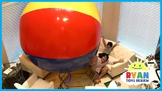 WORLDS LARGEST BEACH BALL Family Fun Activities for Children with Inflatable kids toys [upl. by Avruch30]