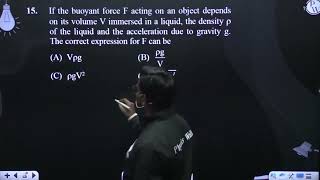 If the buoyant force F acting on an object depends on its volume V immersed in a liquid the den [upl. by Oeflein]