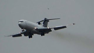 USA Jet Airlines B727223F N726US Crosswind Landing  Willow Run Airport 2022 [upl. by Ahaelam]