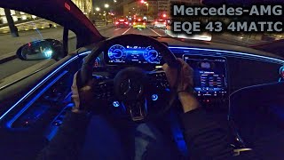 2022 MercedesAMG EQE 43 4Matic  night POV test drive [upl. by Naoj]