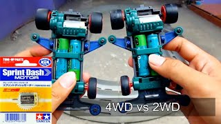 TAMIYA Mini 4WD vs Mini 2WD  Sprint Dash  Super 1 Chassis  Balapan Tamiya [upl. by Amyas]