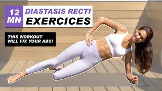 Exercises For DIASTASIS RECTI  BEST 12 Min Workout To Heal Your Ab Separation with instructions [upl. by Alodi398]