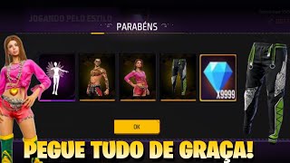 CORRE PEGUE A NOVA CALÇA ANGELICAL VERDE 10 MIL DIAMANTES SKINS E EMOTES DE GRAÇA FREE FIRE [upl. by Adnoved98]