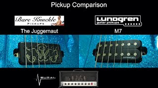 Pickup Comparison  The Juggernaut Bare Knuckle Pickups VS M7 Lundgren Pickups [upl. by Ennelram700]