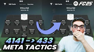 AMAZING 4141 TO 433 BEST META FORMATION AND CUSTOM TACTICS IN FC 25 ULTIMATE TEAM [upl. by Annoirb]