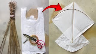 How To Make A Kite With Plastic Bag amp Broom Stick  shopper ki kite banane ka tarika in 2024 [upl. by Prakash]