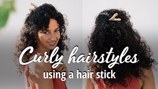 Three easy curly hairstyle tutorials using a hair stick [upl. by Koller]