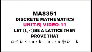 A PROBLEM ON LATTICES  DISCRETE MATHEMATICS  UNIT5 VIDEO11 [upl. by Sukramal]