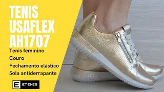 Tênis Casual Feminino Couro Conforto Usaflex AH1707 Dourado [upl. by Ahtan]