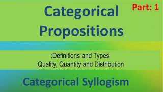 Categorical Propositions  AEIO Quantity  Quality  Distribution  Logic  Philosophy Simplified [upl. by Douglas288]