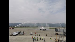 Pokhara international airport landing Sichuan Airlines live  welcome video [upl. by Salchunas]