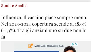 Influenza Il vaccino piace sempre meno Nel 20232024 copertura scende al 189 13 [upl. by Trillby788]