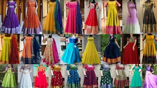 Long frocks latest designs 2023 💕40  beautiful designer long frock images 💕Convert OLD Pattu SAREE [upl. by Ebony344]