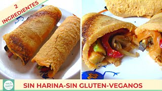 2 INGREDIENTES  Panqueques SIN HARINA SIN GLUTEN VEGANOS Crepes Salados [upl. by Anstice]