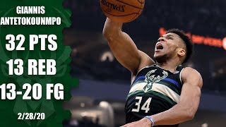 Giannis drops doubledouble in 27 minutes of work in Bucks vs Thunder  201920 NBA Highlights [upl. by Dorelia]