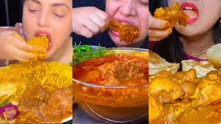 MUKBANGERS TINA FOODIE JD SUTAPAS ASMR  ASMR 《DESI FOOD》CHICKEN MUTTON EGG COMPILATION [upl. by Lilyan]