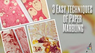 3 EASY TECHNIQUES OF PAPER MARBLING  COLOR MARBLING with OILSHAVING FOAM ENAMEL COLORS [upl. by Neiluj]