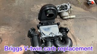 How to replace a Briggs and Stratton Vtwin carburetor [upl. by Anaejer]