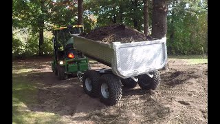 John Deere X748  New Aluminum Tandem Dump Cart  Testing Dump  20240919 [upl. by Elin]