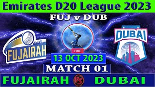 Fujairah vs Abu Dhabi  FUJ vs ABD  Emirates D20 League 2023  Cricket Info Live Commentary [upl. by Verlie]