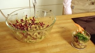 RECETTE  Salade croquante de Pommes Crevettes Betterave et Quinoa  Gourmandises TV [upl. by Suzi]