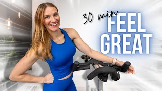 30minute MOODBOOSTING HIIT Cardio Indoor Cycling Workout [upl. by Zerimar]