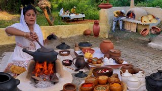 Cooking in Old Ancient CLAY POT Mutton Korma Curry with Khubz Roti Bread in Clay Oven Il [upl. by Baptista]