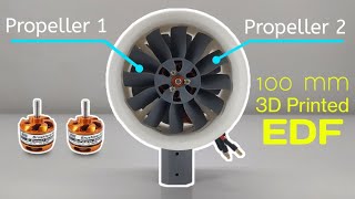 Dual Propeller 3D printed 100 mm Electric Ducted Fan  1700 KV Motor  Part 2 [upl. by Katinka]