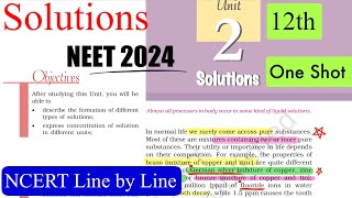 Solutions Ncert Line by Line in One Shot  NCERT HIGHLIGHTSneet2024 ncertneet solutions class12 [upl. by Lait]