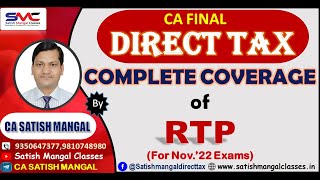 Most Important  CA Final DT  Complete Coverage of RTP as uploaded by the ICAI for Nov22 Exams [upl. by Farrar]