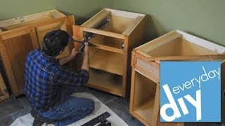 How to Install Kitchen Cabinets  Buildipedia DIY [upl. by Airitac559]