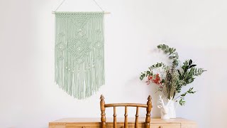 Lets make a light green macrame wall hanging with wooden beads [upl. by Acsecnarf]