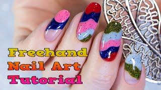 Easy Freehand Nail Art Tutorial Легкий способ дизайна ногтей [upl. by Casabonne684]