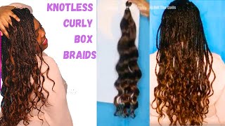 How To KNOTLESS Curly Box Braids 💙 1 type of BRAIDING HAIR 🖤 For Beginners [upl. by Richie]