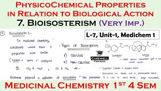 Bioisosterism V Imp  physicochemical properties P5  L7 U1  Medicinal Chemistry 1 [upl. by Nyrehtac]