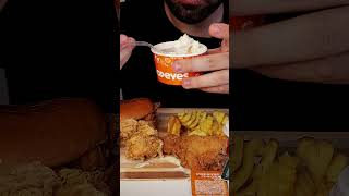 Popeyes ASMR Mukbang Hamburger asmr mukbang eatingsounds food popeyes popeyesfriedchicken [upl. by Yeltrab]