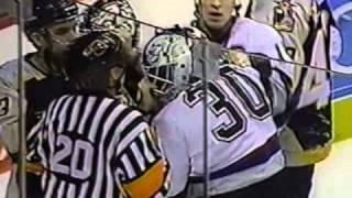 Bob Boughner vs Murray Baron amp Mike Dunham vs Garth Snow roughings Dec 19 1998 [upl. by Jermain]