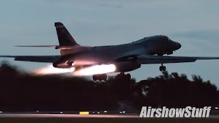 B1 Lancer Night Afterburner Takeoff and Spiral Climb  EAA AirVenture Oshkosh 2018 [upl. by Anaylil759]