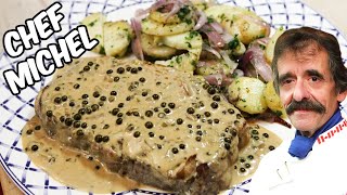 steak au poivre vert avec pommes de terre lyonnaise [upl. by Willette]