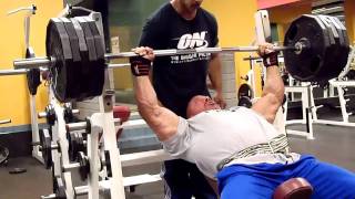 Stan Efferding quotRhinoquot 495 pound incline bench press x 5 reps [upl. by Anij]