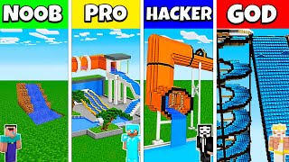 Minecraft Battle NOOB vs PRO vs HACKER vs GOD WATER PARK SLIDE HOUSE BUILD CHALLENGE  Animation [upl. by Cate]